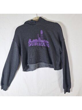 Durham Dark Gray Hooded Drawstring Crop Top size Medium